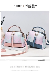 Close-up of gradient PU leather bags with floral prints and metal zipper details
