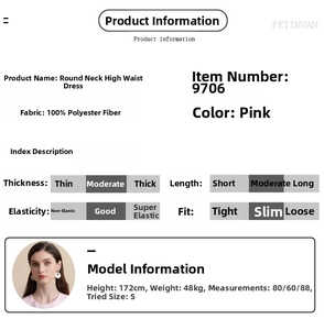 Détails de robe rose sans manches avec guide des tailles et infos sur le tissu 100% polyester