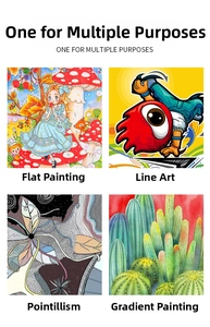 Dual-tip markers showing flat color, fine outlines, stippling, and gradient drawing techniques