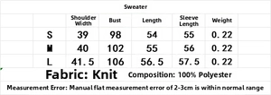 Größentabelle für Damen Strickjacke mit Maßen S-L und Informationen zu 100% Polyester Gewebe