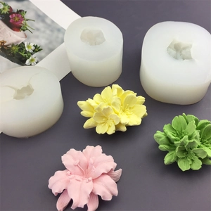 Silicone flower mold for fondant and soap making with cherry blossom shaped samples