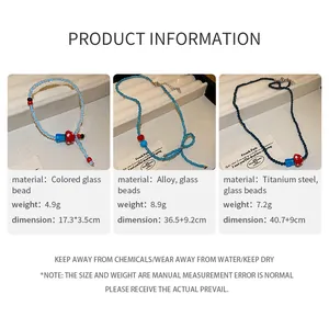 Detailed size guide and material specs for mushroom bead necklaces with bow accents
