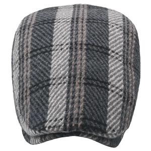 Men's retro tweed newsboy cap in autumn winter thick plaid wool fabric style