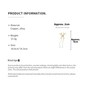 Detailed size specifications for the phoenix brooch with pearl tassel, 9cm by 2cm dimensions