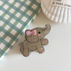 Cute cartoon elephant shaped acrylic hair claw clip with a charming pink bow detail
