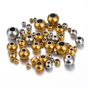 Round Loose Beads Stainless Steel Smooth Polished Spacer Beads For DIY Jewelry Making Bracelet Necklace Handicraft Supplies