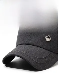 Detailed macro view of dark grey baseball cap featuring premium textured twill fabric