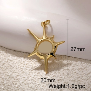 Golden sun star geometric pendant 27x20mm made of tarnish resistant copper for DIY jewelry