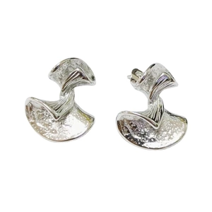 Elegant 18k silver steel twisted hoop earrings with a textured frosted finish for women