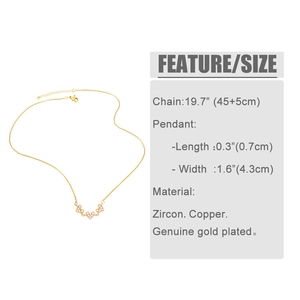 Close-up of three pink zircon heart pendants on a gold chain with 45+5cm length detail