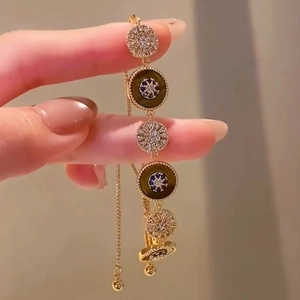 Bracelet Ajustable Oeil De Tigre Cuivre Plaqué Or 18K Disque Rond Motif Solaire Bijoux Bohème Vintage