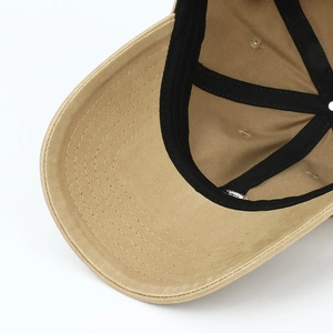 Khaki SN cotton baseball cap for men and women featuring premium curved seam stitching detail