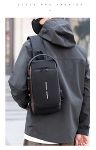 Sac de poitrine étanche pour hommes avec serrure antivol et port de chargement USB