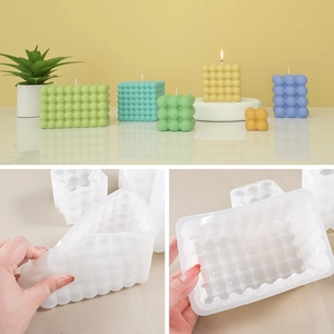 Stampi in silicone per candele a bolle 3D e forme rettangolari per aromaterapia fai-da-te