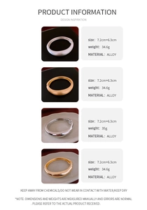 Tableau détaillé montrant quatre styles de bracelets joncs en alliage et dimensions
