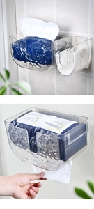 Wandmontierte transparente Taschentuchbox mit Wellenmuster und U-förmiger Öffnung