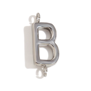 Polished 18K gold-plated stainless steel letter B pendant with double connection rings