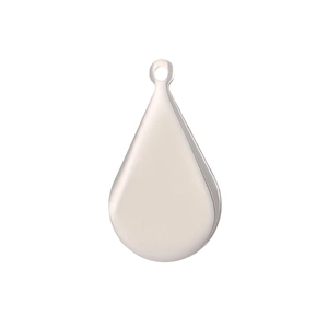 Polished stainless steel teardrop pendant for DIY jewelry making on white background