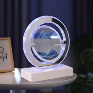 Creative moving sand art table lamp with Bluetooth speaker and RGB mood lighting