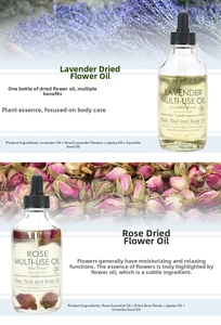 Detail of Lavender and Rose Multi-use Dried Flower Oil with Jojoba and Camellia seed oils