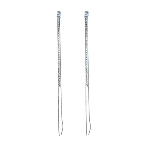Elegant silver tassel earrings with zircon diamonds in a long drop minimalist design