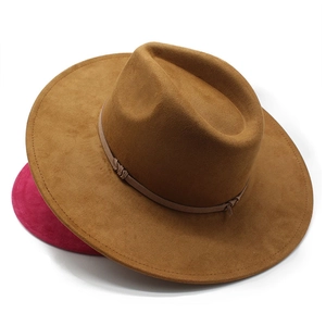 Retro Wide Brim Fedora Hat Suede Felt British Style Jazz Cap With Braided Decoration Belt For Women Men