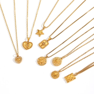 Various 18K gold plated stainless steel necklaces with celestial star and moon pendants