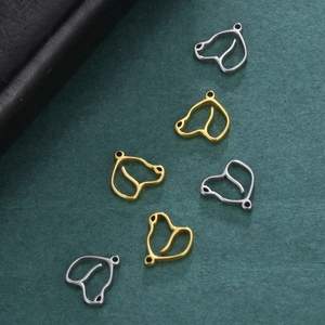Polished 304 stainless steel heart and dog head pendant charms in gold and silver finish