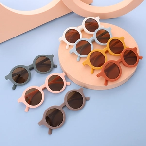 Kids Round Frame Sunglasses UV Protection Candy Color Plastic Eyewear For Boys Girls Beach Vacation Outdoor Toddler Accessory