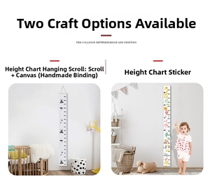 Comparison of hanging canvas growth chart and adhesive height sticker for kids room