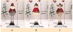 Detailed size chart for 80cm retractable plush Santa and Snowman Christmas figures