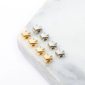 Golden and silver metal crown spacers for handmade DIY jewelry bracelets and necklaces