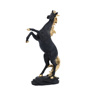 Creative black horse statue with gold accents for modern living room decor