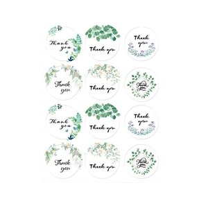 Floral Thank You stickers with greenery designs on white background in grid layout