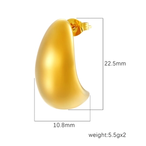 Orecchini a goccia in acciaio inossidabile placcato oro 18K da 22,5mm per 10,8mm