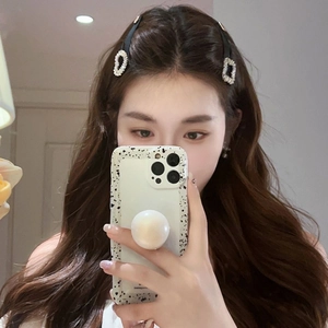 Y2K Heart Square Rhinestone Hair Clips Alloy Grosgrain Ribbon BB Barrettes Sweet Korean Style Side Fringe Headwear