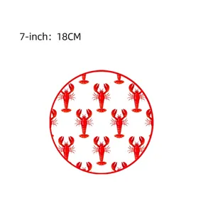 7-inch disposable paper plate with red lobster print for summer seafood parties