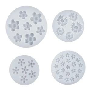 4-piece cherry blossom and daisy silicone mold set for resin art and cake decorating