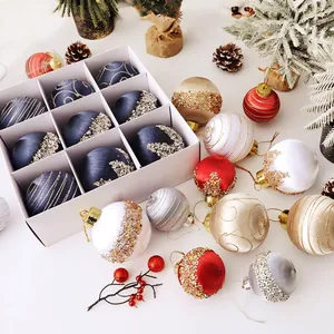 Christmas Baubles Foam Satin Thread Glitter Sequins Hanging Ornaments Tree Festive Party Decor Elegant Style
