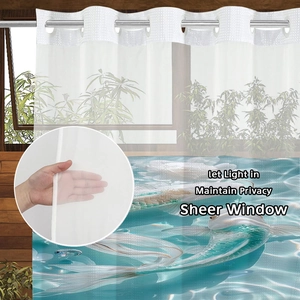 Translucent koi fish print shower curtain with silver metal rings and breathable fabric