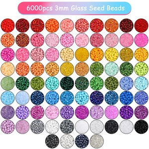 Set mit 6000 Stück 3mm Glasperlen in 80 lebendigen Farben für DIY Schmuckherstellung