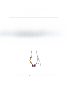 Detailed spec view of titanium steel butterfly necklace with colorful inlaid stones