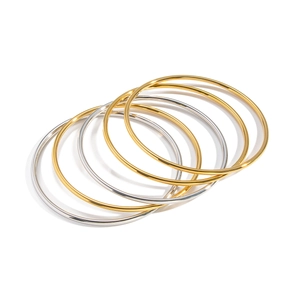 7-piece minimalist stainless steel 18K gold and silver plated 60mm bangles set for women
