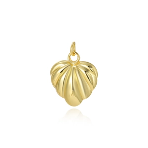 Detailed close-up of 18k gold plated hollow heart pendant with textured concave finish