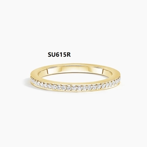 Detail view of gold-plated S925 silver ring featuring a full circle of pavé set white stones