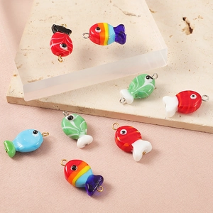 Colorful handmade glass clownfish charms for DIY necklace pendants and jewelry making