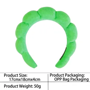 Detailed size and dimension view of the green padded wave headband for women