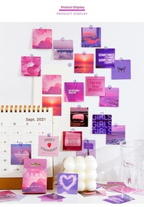 Pink and purple aesthetic stickers set with sunset and cloud patterns for DIY scrapbooking