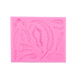 Moule en silicone rose avec plumes et ailes pour décoration de gâteaux et artisanat