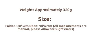 Detailed size chart showing 320g weight and dimensions for vintage rose umbrella